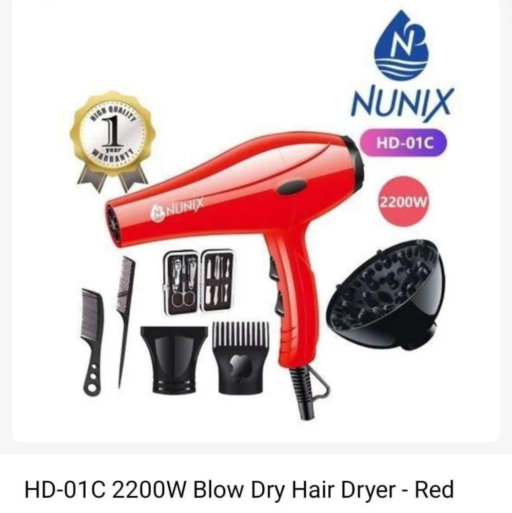 Nunix HD-01C 2200W Blow Dryer with Accessories