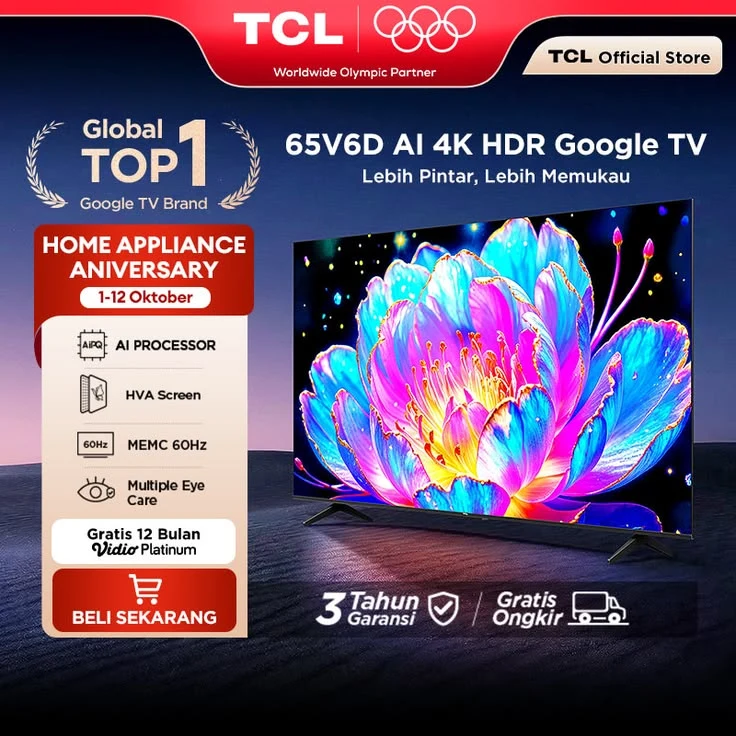 TCL 65" 4K Google TV (V6D)